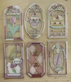 グラスパーラー ステンドグラス風シール 6枚セット