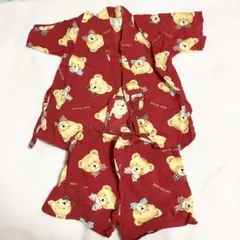 【300円～】キッズ甚平 クマ 赤 90