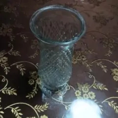 【昭和レトロ】ガラス製ダイヤモンドパターン花瓶