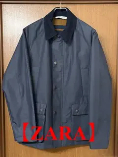 極美品【ZARA】バブアー風ハンティングジャケット[ネイビー/S]