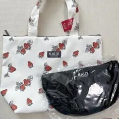 【新品未使用】KALDI カルディ いちご 柄トートバッグ ボディバック セット