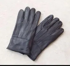 新品【中綿入り】ラムレザー（羊革）レザーグローブ【Ｌ】革手袋 ブラック 黒