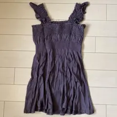 キャミソール　シャーリングゴム　パープル　未使用　コットン　フレア　ベビードール
