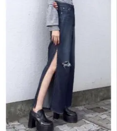 EMODA エモダ ダメージ加工2wayサイドスリット ワイドデニムパンツのサムネイル