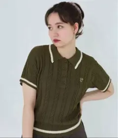 TINA：JOJUN サマー ポロニット カーキ