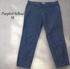 Purple&Yellow ストライプパンツ M　7部丈