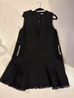 Apuweiser-riche ブラックツイードミニワンピース