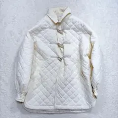 アウター キルティングブルゾン 白 大きめ ゆったり 冬コート トグルボタン