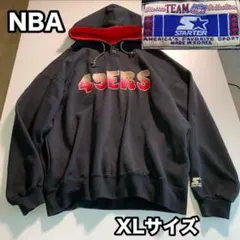 49ERS Starter XLサイズ パーカー NBA 刺繍ロゴ 黒 古着のサムネイル