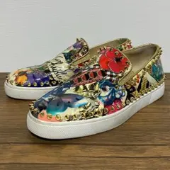 クリスチャンルブタン スタッズ エナメル マルチ スリッポン スニーカー 37