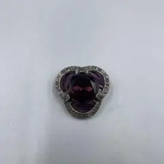 ヴィンテージ　MIRACLEハート型紫色ブローチ