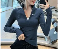 Nike ハーフジップ長袖トップス ネイビー