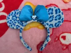 ディズニー　ミニーちゃん　ミニー　ヒョウ柄　水色　青　レア　カチューシャ
