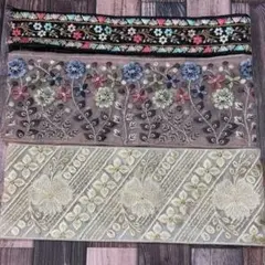 中太〜極太【29】　インド刺繍リボン　50cm×３本