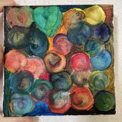 手描きアートパネル ドット キャンバス画