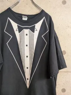 タキシード だまし絵 プリントTシャツ 黒のサムネイル