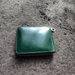 ケ*♬様 ダークグリーン レザー 二つ折り財布