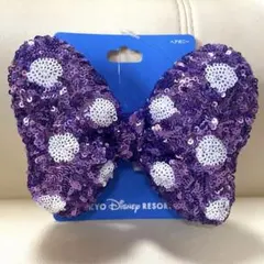 ディズニー リゾート ミニーちゃん スパンコール ヘアゴム ヘアポニー パープル