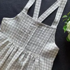 ハンドメイド　リネン100% ピンタック　バッククロスエプロンのサムネイル