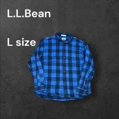 L.L.Bean フランネルシャツ チェック柄 ブルー×ブラック B系ストリート