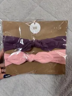 ハンドメイド リボン付きヘアバンド 2色セット