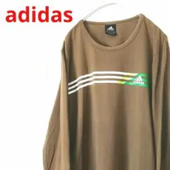 90s adidas アディダス ロンT アースカラー ワンポイントロゴ