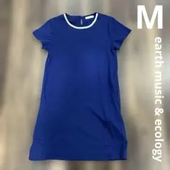 earth music&ecology コールブルー 半袖ワンピース M ビジュ