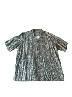 ヒョウ柄 半袖シャツ ブラウン 青