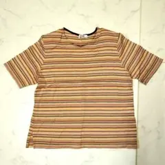 90s Vintage マルチボーダーTシャツ ラメ入り カジュアル レトロ Мのサムネイル