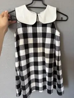値下げ☆petit main ノースリーブワンピース 黒白チェック