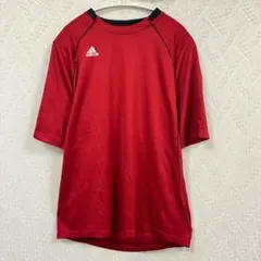 アディダス Tシャツ クルーネック 半袖 無地3L赤ポリエステルスポーツメンズ