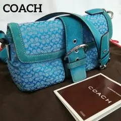 希少　コーチ　ショルダーバッグ　クロス1466 スエード　キャンバス　ブルー