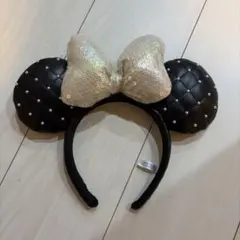 レザー×パール スパンコール ディズニー カチューシャ ミニー