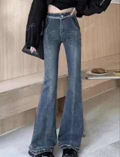 フレイトリム　フレアレッグジーンズ　(ダークウォッシュ) Honey spot