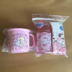 ハローキティ　メゾピアノ　おしぼり　おしぼりケース　プラコップ　おしぼりセット