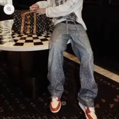 ストーンデニム　ライトブルーデニム ワイドレッグ