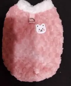 犬用 ボアベスト ピンク くまワッペン付き