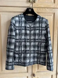 ツイードジャケット ノーカラージャケット