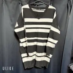ストライプ Vネック ニット