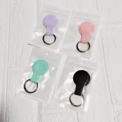 AirTagカバー シリコン キーチェーン付き ペット 保護 キーホルダー 4個