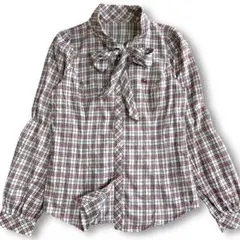 【希少】BURBERRY リボンタイ ボウタイ ブラウス ノバチェック 38