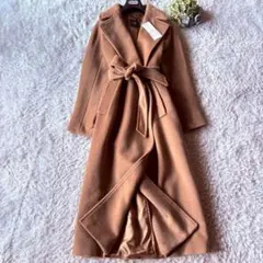 Max Mara白タグアルパカ70%ロングコートベルト付きボルドー 38 - メルカリ