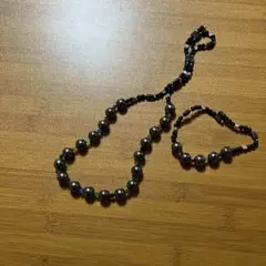 ハンドメイドネックレス、ブレスレットブラック