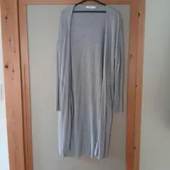 グレー ロングカーディガン 長袖 サイドスリット