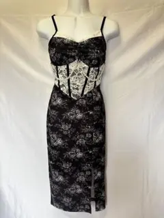 [SHEIN]花柄レース切替 タイトミニドレス キャバドレス