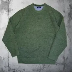 TOPVALU グリーン ニット M クルーネック メンズ 秋冬