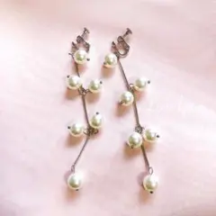 No.120 パールドロップロングイヤリング シルバー 韓国 上品 高見え