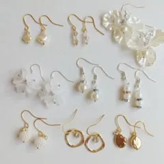【ハンドメイド】華やかデザイン フックピアス 9点 まとめ売り 1点辺130円♡