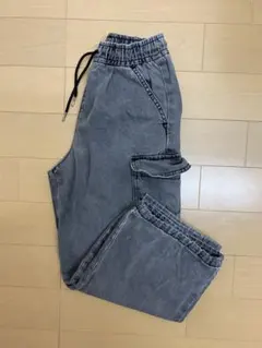 GUグレー カーゴパンツ デニム140