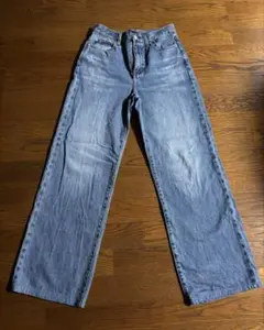 ユニクロ　ワイドストレートジーンズ　ブルー サイズ24 裾直し済み